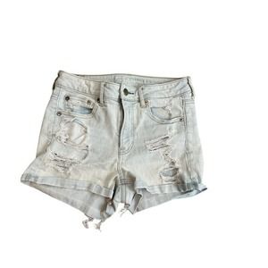 American Eagle Super Stretch Hi-Rise Shortie Distressed AEO Denim Jean‎ Shorts 4